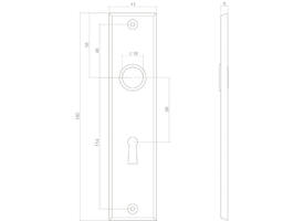 Schilden rechthoekig 181x41x7mm sleutelgat 56mm zwart