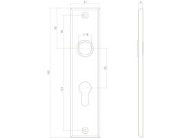 Schilden rechthoekig 181x41x7mm profielcilindergat 55mm zwart