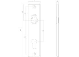 Schilden rechthoekig 181x41x7mm profielcilindergat 72mm zwart