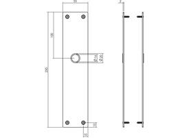 Schilden rechthoekig 250x55x2mm blind structuur zwart