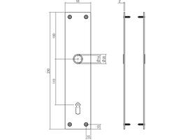 Schilden rechthoekig 250x55x2mm sleutelgat 110mm structuur zwart