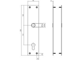 Schilden rechthoekig 250x55x2mm profielcilindergat 110mm structuur zwart