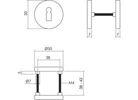 Sleutelrozetten verdekt ø50x7mm met nokken zwart