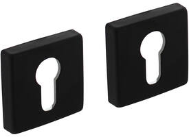 Cilinderrozetten verdekt 50x50x10mm met nokken zwart