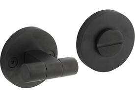WC-sluiting éénzijdig verdekt ø55x8mm met stift 8x8mm, knop op schroefgat rozet PVD zwart