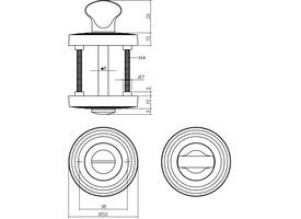 WC-sluiting verdekt met rillen ø55x10mm en nokken met stift 8x8mm zwart