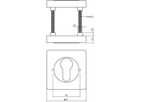 Cilinderrozetten verdekt 55x55x10mm met nokken zwart