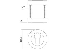Cilinderrozetten verdekt ø53x10mm met nokken zwart