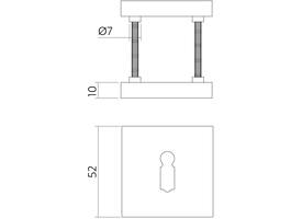 Sleutelrozetten verdekt 52x52x10mm met nokken zwart