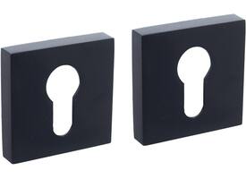 Cilinderrozetten verdekt 52x52x10mm met nokken zwart