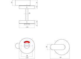 WC-sluiting verdekt ø53x10mm met comfortknop en stift 8x8mm structuur zwart