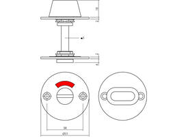 WC-sluiting ø51x2mm met stift 5x5mm structuur zwart