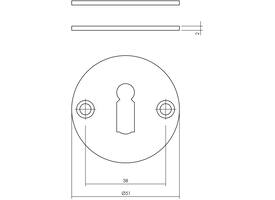 Sleutelrozetten ø51x2mm structuur zwart