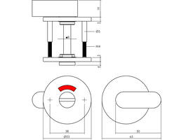 WC-sluiting verdekt ø53x5mm met comfortknop en stift 8x8mm structuur zwart