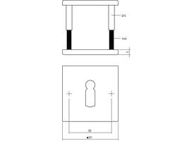 Sleutelrozetten verdekt 50x50x5mm structuur zwart