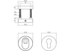 SKG3 veiligheidsrozetten rond verdekt ø52x12mm profielcilindergat met kerntrekbeveiliging structuur zwart