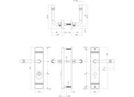 Achterdeurbeslag Helena 239x50mm kruk/kruk profielcilindergat 72mm met kerntrekbeveiliging zwart