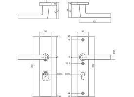 SKG3 veiligheidsbeslag rechthoekig 250x50mm kruk/kruk Jura met veerconstructie profielcilindergat 55mm met kerntrekbeveiliging zwart