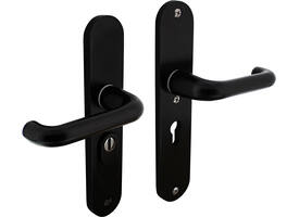 SKG3 veiligheidsbeslag ovaal 250x50mm kruk/kruk Rond met veerconstructie profielcilindergat 55mm met kerntrekbeveiliging zwart
