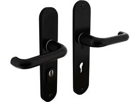 SKG3 veiligheidsbeslag ovaal 250x50mm kruk/kruk Rond met veerconstructie profielcilindergat 72mm met kerntrekbeveiliging zwart