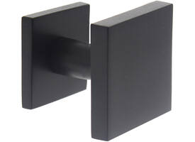 Voordeurknop vierkant 64x64mm op achterplaat 54x54mm verkropt éénzijdige montage structuur zwart