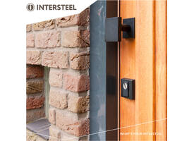 Voordeurknop vierkant 64x64mm op achterplaat 54x54mm verkropt éénzijdige montage structuur zwart