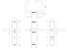 SKG3 veiligheidsbeslag ovaal 250x50mm kruk/kruk Rond profielcilindergat 55mm met kerntrekbeveiliging structuur zwart