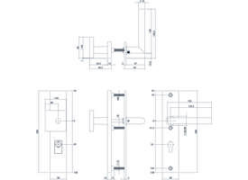 SKG3 veiligheidsbeslag rechthoekig 250x50mm greep/kruk Jura profielcilindergat 55mm met kerntrekbeveiliging structuur zwart