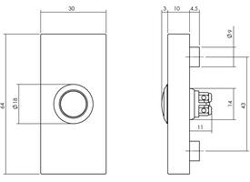 Deurbel rechthoekig 65x30x10mm verdekt structuur zwart