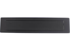Briefplaat rechthoekig 340x75mm met klep/regenrand structuur zwart