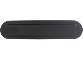 Briefplaat ovaal 340x80mm met klep/regenrand structuur zwart