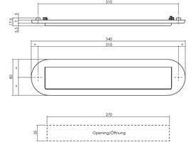 Briefplaat ovaal 340x80mm met klep/regenrand structuur zwart