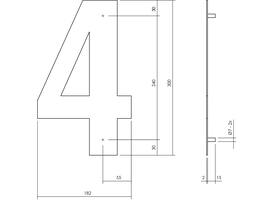 Huisnummer 4 XL 300mm structuur zwart