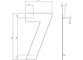 Huisnummer 7 XL 300mm structuur zwart