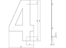 Huisnummer 4 XXL 500mm structuur zwart