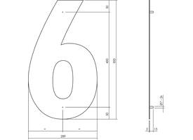 Huisnummer 6 XXL 500mm structuur zwart