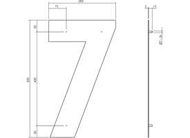 Huisnummer 7 XXL 500mm structuur zwart