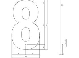 Huisnummer 8 XXL 500mm structuur zwart