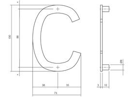 Huisletter C 100mm structuur zwart