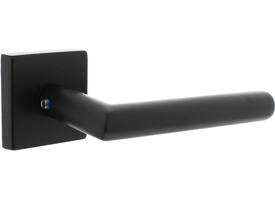 Deurkruk Jura met rozet massief verdekt 53x53x10mm met nokken structuur zwart