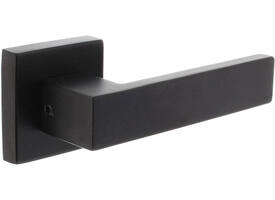 Deurkruk Amsterdam met rozet massief verdekt 53x53x10mm met nokken structuur zwart