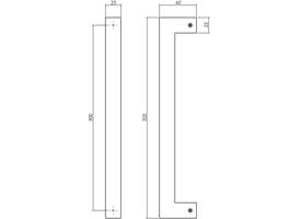 Deurgreep vierkant 325x60x25mm hart op hart 300mm structuur zwart