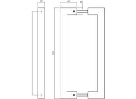 Deurgrepen vierkant 325x70x25mm hart op hart 300mm structuur zwart