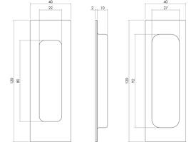 Schuifdeurkom rechthoekig 120x40mm verdekt zwart