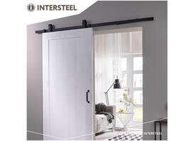 Schuifdeursysteem 2x1 meter met hangrollen recht top 130mm zwart