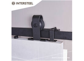 Schuifdeursysteem 2x1 meter met hangrollen recht top 130mm zwart