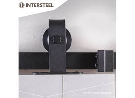 Schuifdeursysteem 2x1 meter met hangrollen recht top 130mm zwart