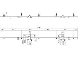 Schuifdeursysteem 2x1 meter met hangrollen recht top 130mm zwart
