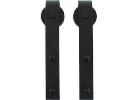 Set van 2 rollers recht 290mm tbv schuifdeursysteem 450101 inclusief bevestiging zwart