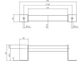 Handgreep rond 195x25mm zwart